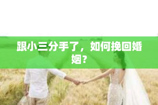 跟小三分手了，如何挽回婚姻？