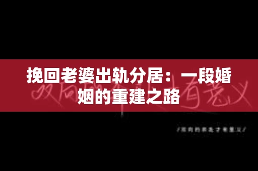 挽回老婆出轨分居：一段婚姻的重建之路