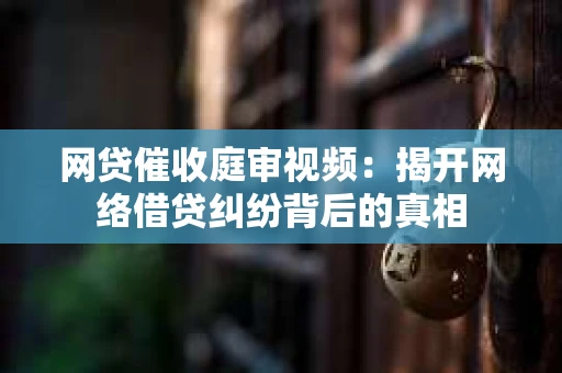 网贷催收庭审视频：揭开网络借贷纠纷背后的真相